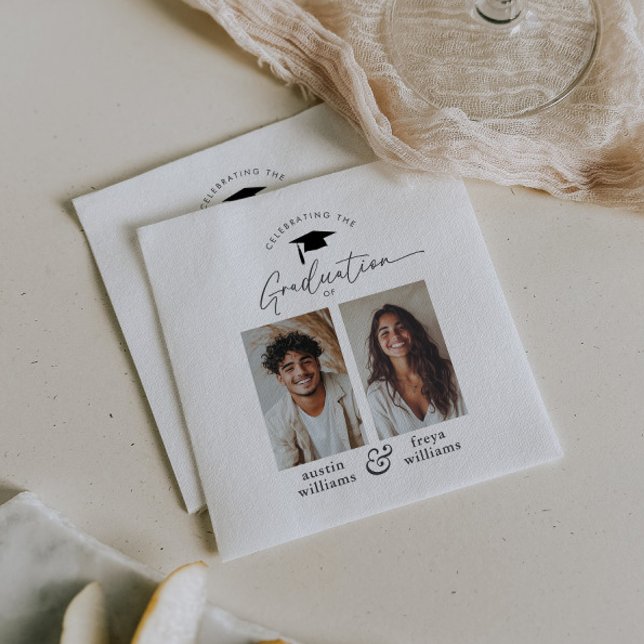 Joint Graduation Party 2 Photo Napkin (Zazzle Joint Graduation Party 2 Photo Napkins)
