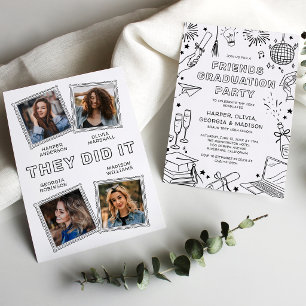 Joint Graduation Party Invitation for 4 Graduates