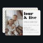Joint Kids Siblings Birthday Party Modern Photo Invitation<br><div class="desc">A modern kids children joint birthday party invitation template with your photo of choice and a the age in the headline. Fun polka dot pattern on the back. This invitation would also fit perfectly for a twins birthday party card. Fully editable text template to put in your own party information....</div>