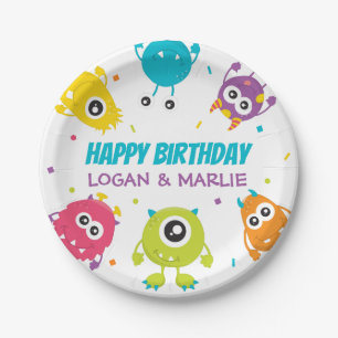 Joint Monster Birthday Party Paper Plate