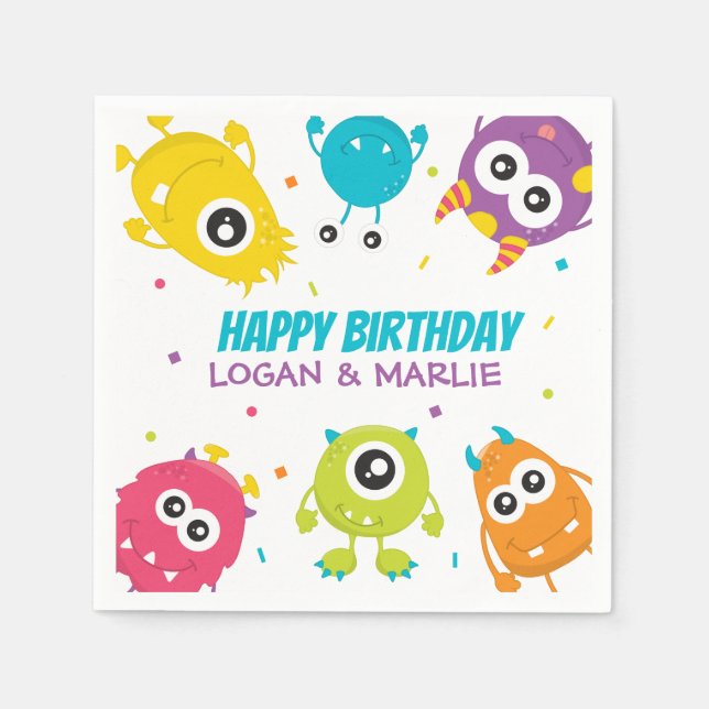 Joint Monster Birthday Party Sign Napkin (Front)