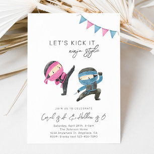 Joint Ninja Birthday Invitation   Sibling Birthday