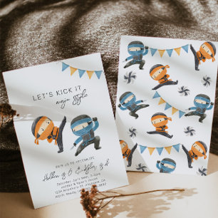 Joint Ninja Birthday Invitation   Sibling Birthday
