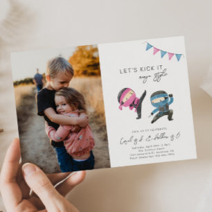 Joint Ninja Birthday Invitation Sibling Birthday