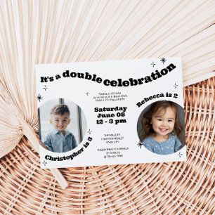 Joint Retro Kids Birthday Party with Photo Invitation