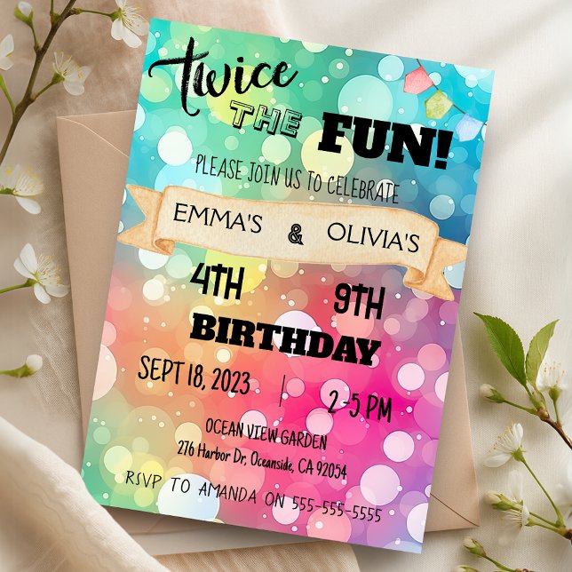 Joint Sibling Combined Birthday Party Girl Boy Invitation (Joint Sibling Combined Birthday Party Girl Boy Invitation)
