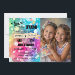 Joint Sibling Combined Birthday Photo Boy Girl Invitation<br><div class="desc">Introducing our vibrant and enchanting joint birthday invitation for kids! Get ready to add a splash of colour and excitement to your little ones' special day. Our joint birthday invitation design is bursting with cheerful hues, making it the perfect choice for a double celebration. Designed with both girls and boys...</div>