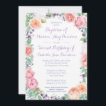 Joint sisters Baptism / Birthday Party / Communion Invitation<br><div class="desc">An invitation for a joint celebration (Baptism, Confirmation, Communion, birthday) for sisters or perhaps cousins who are very close. I have set up the template to be for a Baptism of one sister and the 2nd birthday of the other but ALL of the text can be edited, deleted, or added...</div>