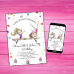 Joint Sisters Dual Sibling Gymnastics Birthday Invitation<br><div class="desc">This gymnastics birthday party invitation is part of a matching set of birthday party accessories. Your little girl is going to enjoy every magical moment of her special day. This design features the colours of the rainbow with special emphasis on pink and purple. You will find a lovely gymnasts, balls...</div>