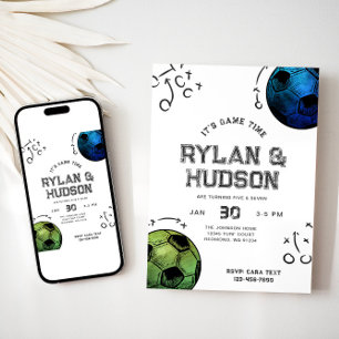 Joint Soccer Birthday Invitation