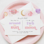 Joint Space 1st & 2nd Birthday Invitation<br><div class="desc">Joint First Trip Around the Sun & Two the Moon Birthday Invitation
Ready to be personalised by you!</div>