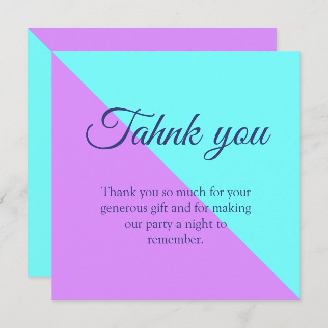  Joint twin space birthday party  Boy Girl Thank You Card (Front/Back)