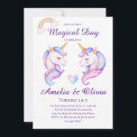 Joint Unicorn Sisters Dual Siblings Birthday Party Invitation<br><div class="desc">Rainbow Unicorn Birthday Party Invitation ready to be personalised by You!</div>