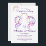 Joint Unicorn Sisters Dual Siblings Birthday Party Invitation<br><div class="desc">Rainbow Unicorn Birthday Party Invitation ready to be personalised by You!</div>
