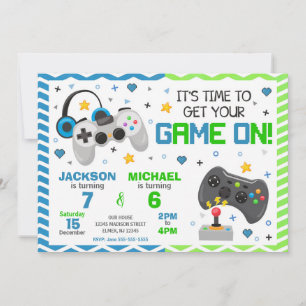 Joint Video Game Birthday Invitation Gamer Party