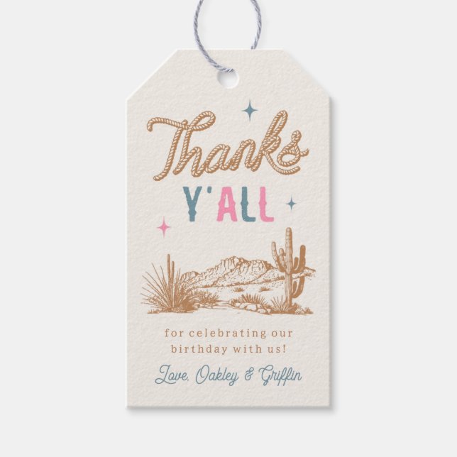 Joint Western Birthday Favour Tags (Front)