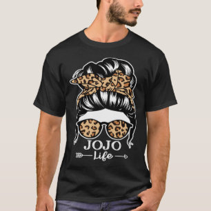 Jojo Life Messy Bun Hair Jo Jo Leopard T-Shirt
