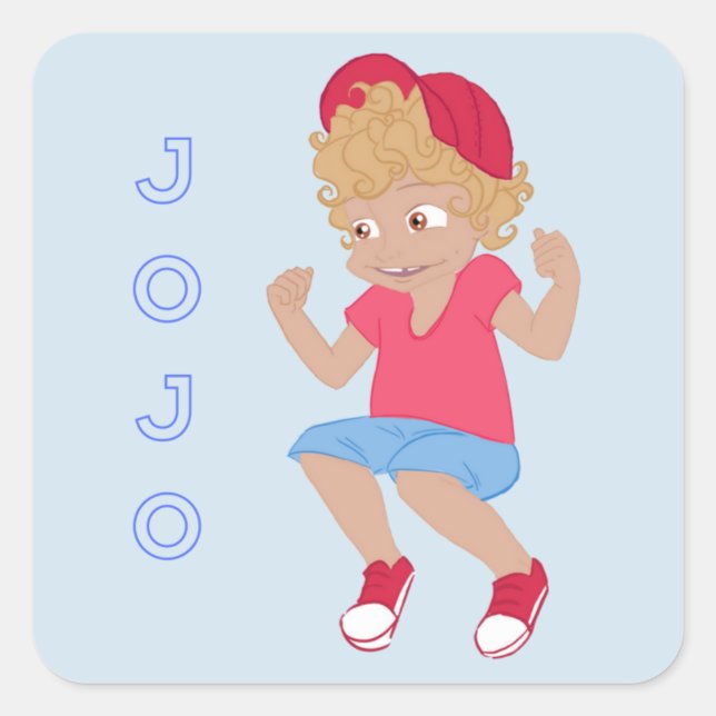 JoJo - Lt Blue Bkgrd Square Sticker (Front)