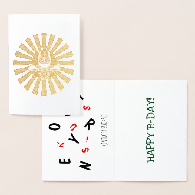 Joke about entropy (i.e. ageing) - entropy sucks! foil card (Display)
