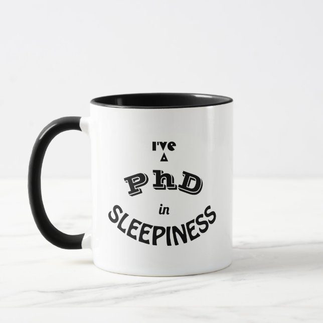 Joke about sleepiness, coffee, Phd & postdoc v1 Mug (Left)