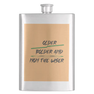 Joke message about age graphics and words hip flask