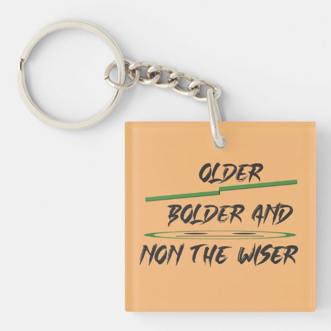 Joke message about age graphics and words key ring (Front)