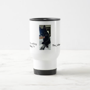 Joke mug cat with remote tongue stainless white