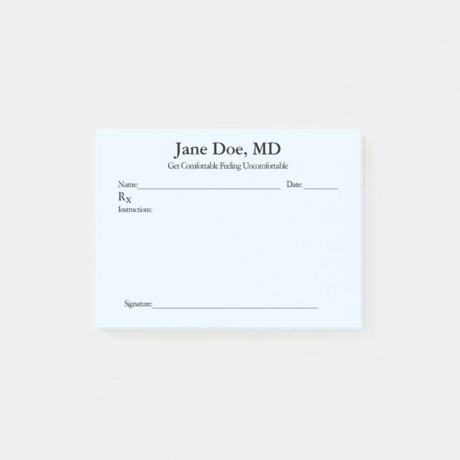 Joke prescription  - 4" x 3" Post It notes   Blue (Front)