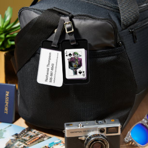 Joker and Batman Spade Playing Card Illustration Luggage Tag