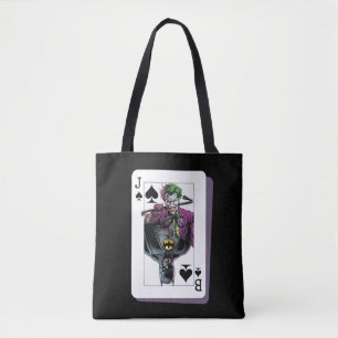 Joker and Batman Spade Playing Card Illustration Tote Bag