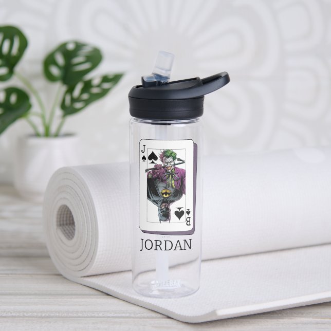 Joker and Batman Spade Playing Card Illustration Water Bottle (Yoga)