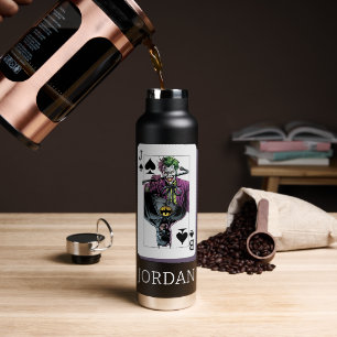 Joker and Batman Spade Playing Card Illustration Water Bottle