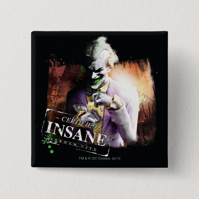 Joker - Certified Insane 15 Cm Square Badge (Front)