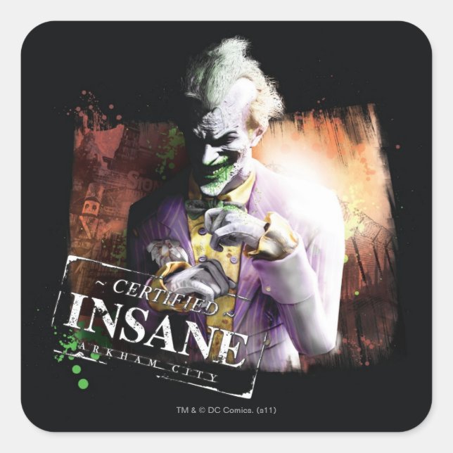Joker - Certified Insane Square Sticker (Front)