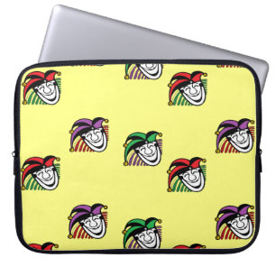 Joker colourful hats pattern yellow laptop sleeve