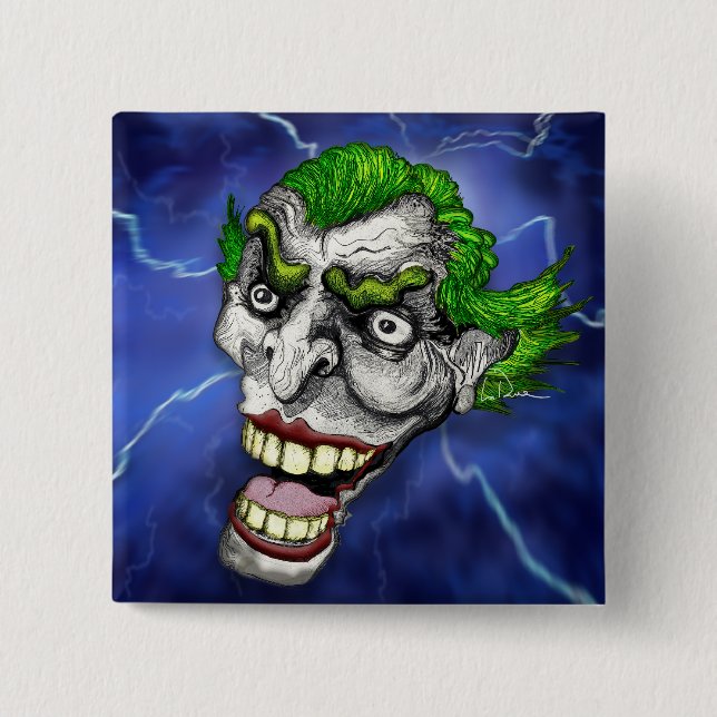 Joker Jester in a Lightning Storm by Doug LaRue 15 Cm Square Badge (Front)