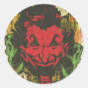 Joker Retro Comic Book Montage Classic Round Sticker
