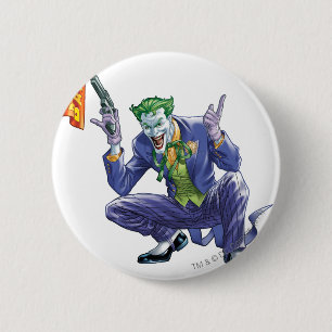 Joker with fake gun 6 cm round badge