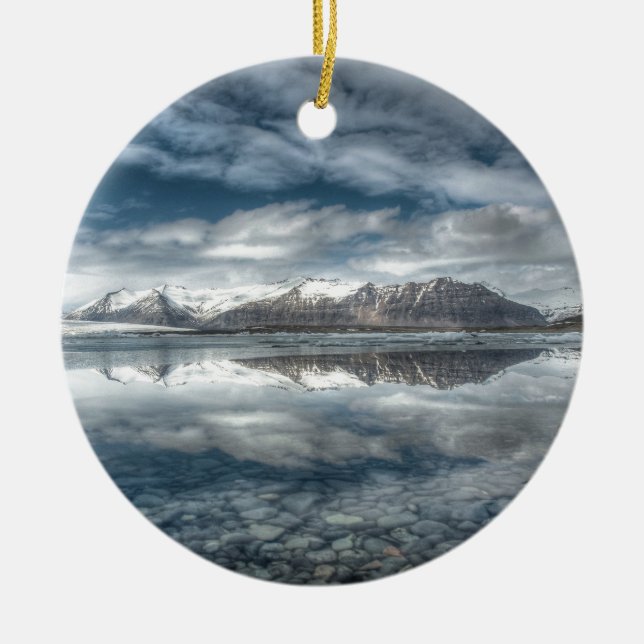 Jokulsarlon glacial lagoon, Iceland Ceramic Tree Decoration (Front)