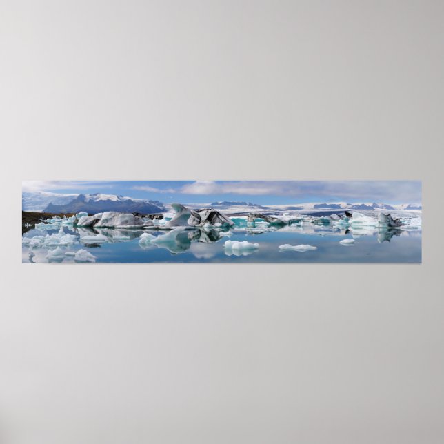 Jokulsarlon Glacial Lake in Iceland Panorama Poster (Front)