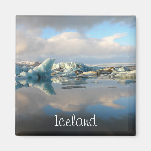 Jokulsarlon iceberg lake reflection magnet text