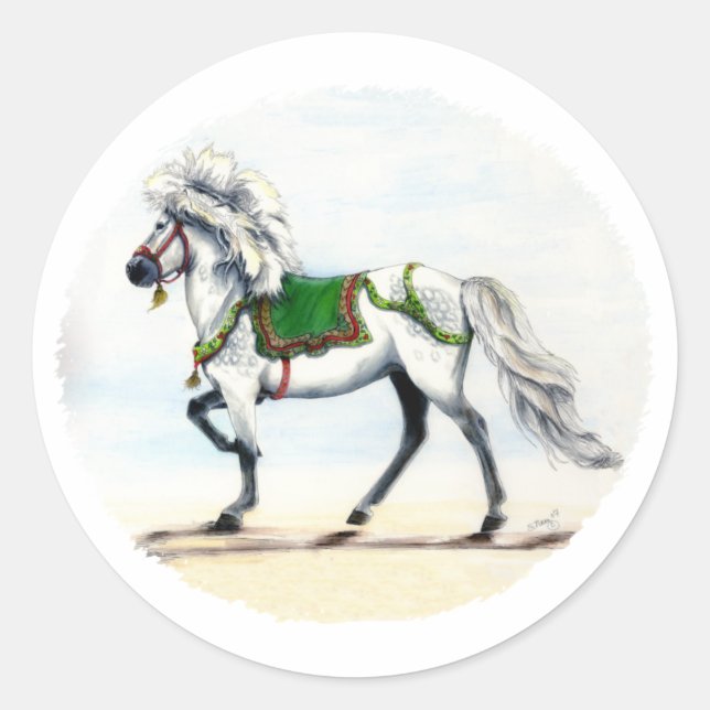 Jol  Christmas Icelandic Horse Classic Round Sticker (Front)