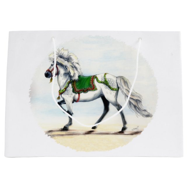 Jol Christmas Icelandic Horse Large Gift Bag (Front)
