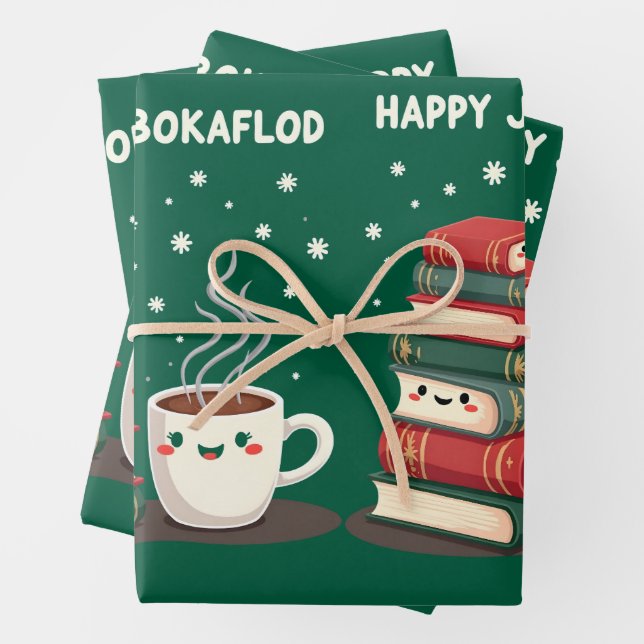 Jolabokaflod - Iceland Book Flood Wrapping Paper Sheet (In situ)