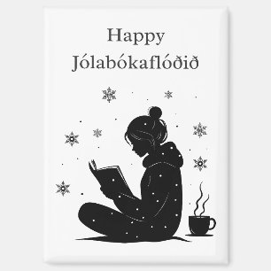 Jólabókaflóð – Icelandic Book Flood, Poster Gift Magnet