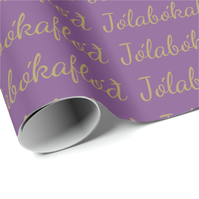 Jólabókaflóð Purple Christmas Book Flood Wrapping Paper (Roll Corner)