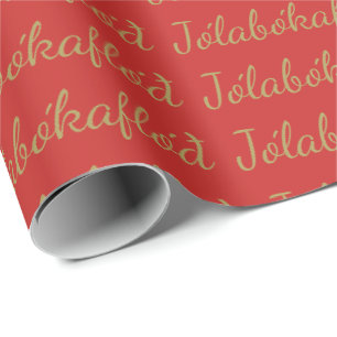 Jólabókaflóð Red Christmas Book Flood Wrapping Paper