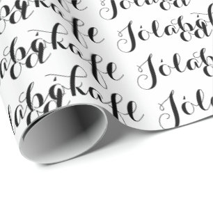 Jólabókaflóð White Black Script Book Flood Wrapping Paper