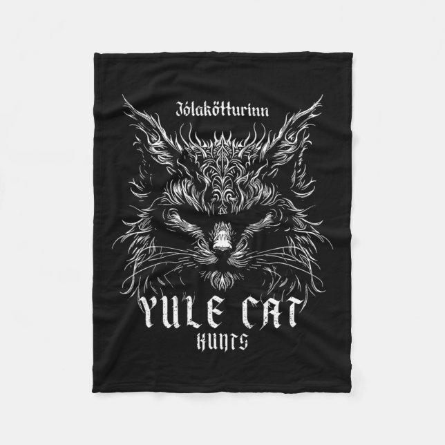 Jólakötturinn Christmas Yule Cat Hunts  Fleece Blanket (Front)