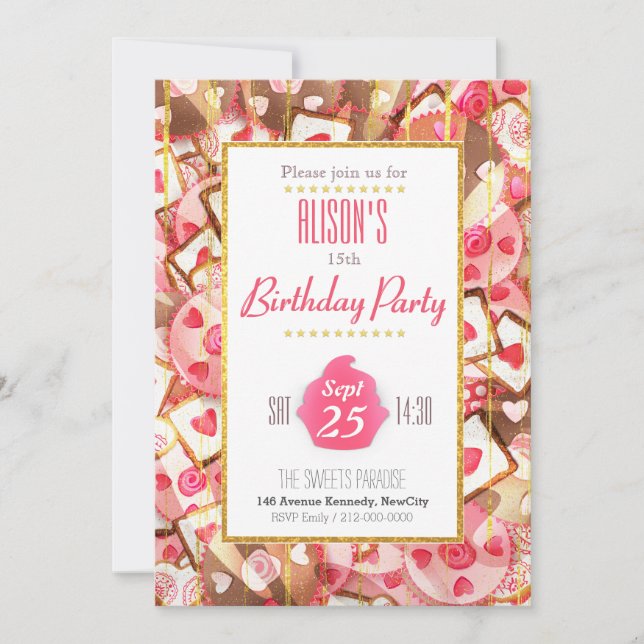 Jolie carte d'invitation de Fête Anniversaire Invitation (Front)